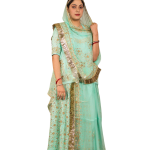 Baby Sky Blue Aari Resham Work Rajputi Poshak | Triple Handwork on Bamber Satin | Jaipurio Designer Collection